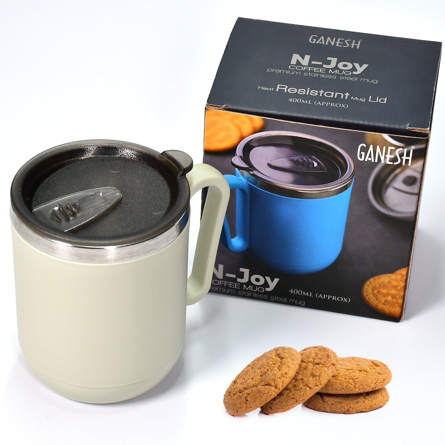 8137 Ganesh Premium Stainless Steel Coffee Mug with heat resistant mug lid. Approx 400Ml mug. DeoDap 8137 Ganesh Premium Stainless Steel Coffee Mug with heat resistant mug lid. Approx 400Ml mug. DeoDap